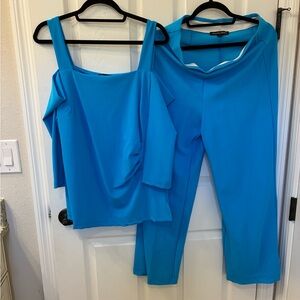 Boston Proper Vibrant Blue Top with Matching Palazzo Pants